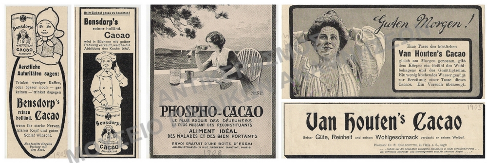 ΑΠΟΚΟΜΜΑΤΑ ΕΦΗΜΕΡΙΔΩΝ ΜΕ ΔΙΑΦΗΜΙΣΕΙΣ ΑΠΟ CACAO 1905, 1908