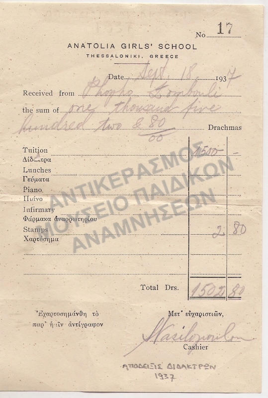ΑΠΟΔΕΙΞΗ ΔΙΔΑΚΤΡΩΝ 1937, Α΄ ΕΤΟΣ ΛΕΙΤΟΥΡΓΙΑΣ TOY ΑΜΕΡΙΚΑΝΙΚΟΥ ΚΟΛΛΕΓΙΟΥ ΑΝΑΤΟΛΙΑ ΩΣ ΓΥΜΝΑΣΙΟ