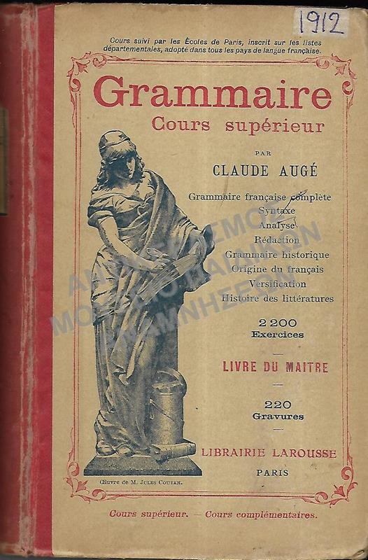 GRAMMAIRE COURS SUPERIER, 1912