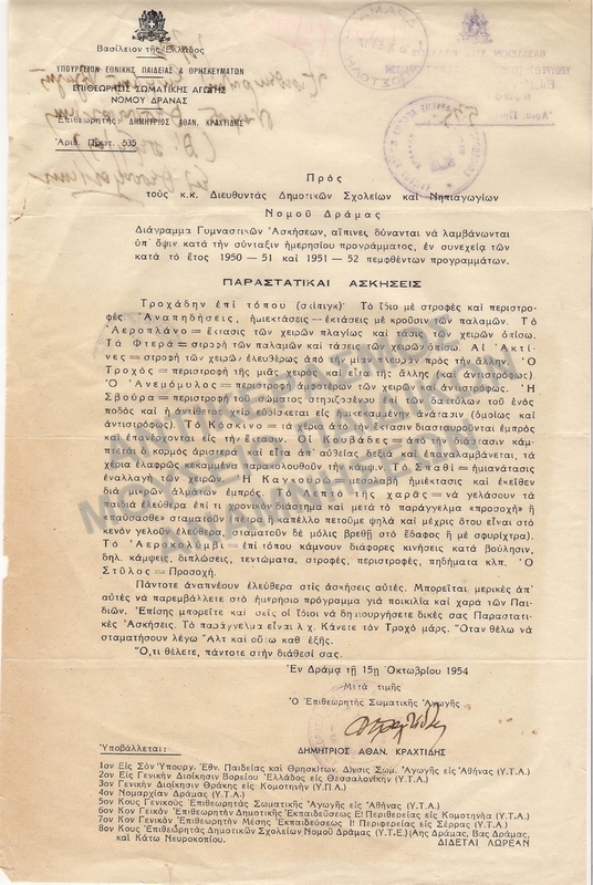 ΕΓΚΥΚΛΙΟΣ 1954- ΔΡΑΜΑ ΠΕΡΙ ΠΑΡΑΣΤΑΤΙΚΩΝ ΑΣΚΗΣΕΩΝ