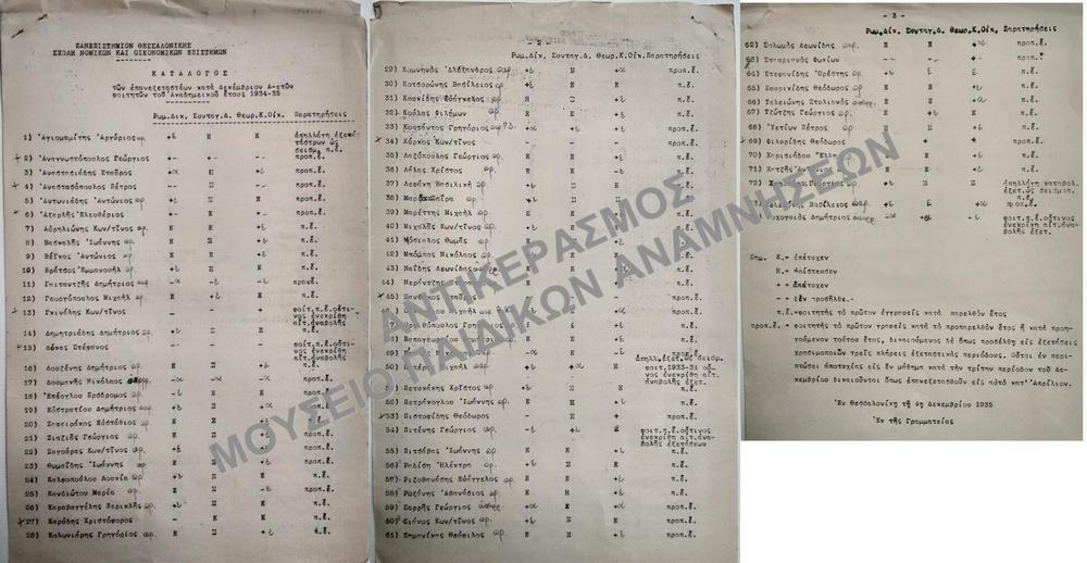 ΚΑΤΑΛΟΓΟΣ ΤΩΝ ΕΠΑΝΕΞΕΤΑΣΘΕΝΤΩΝ Α΄ ΕΤΩΝ ΦΟΙΤΗΤΩΝ, 1935