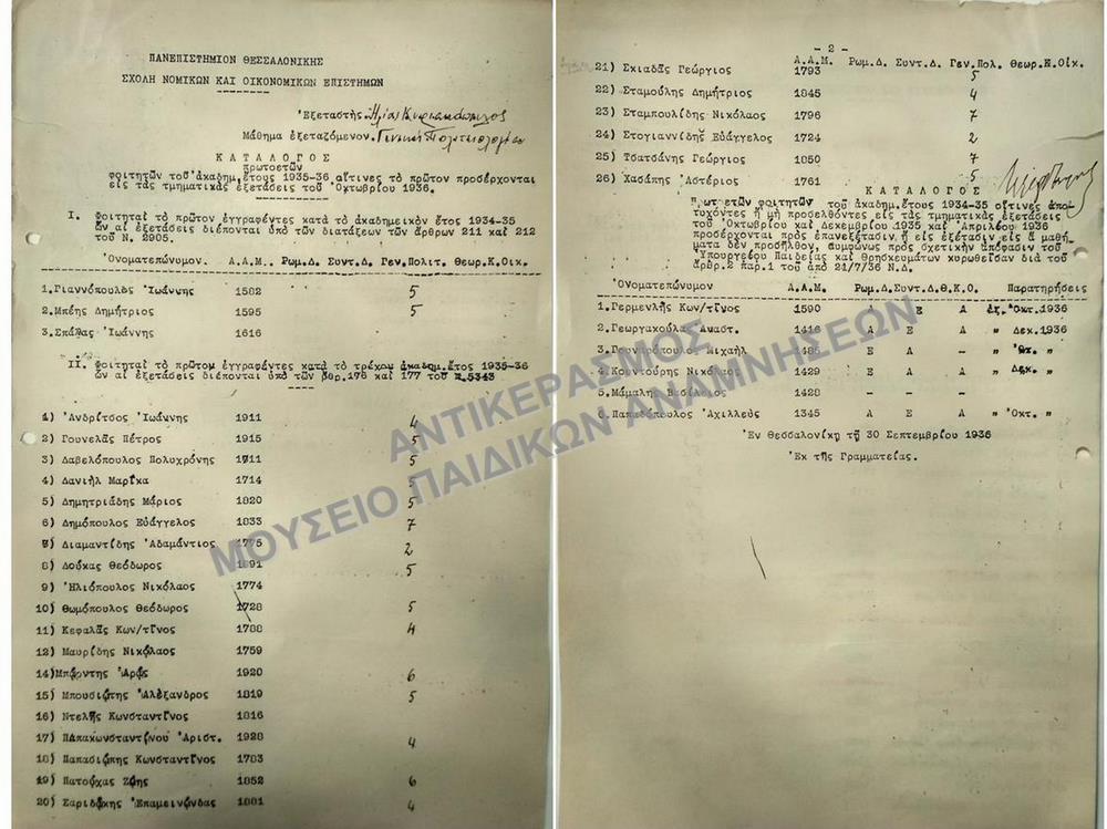 ΚΑΤΑΛΟΓΟΣ ΠΡΩΤΟΕΤΩΝ ΦΟΙΤΗΤΩΝ ΤΟΥ ΑΚΑΔ. ΕΤΟΥΣ 1935-1936, ΟΙΤΙΝΕΣ ΤΟ ΠΡΩΤΟΝ ΠΡΟΣΕΡΧΟΝΤΑΙ ΕΙΣ ΤΑΣ ΤΜΗΜΑΤΙΚΑΣ ΕΞΕΤΑΣΕΙΣ ΤΟΥ ΟΚΤΩΒΡΙΟΥ 1936