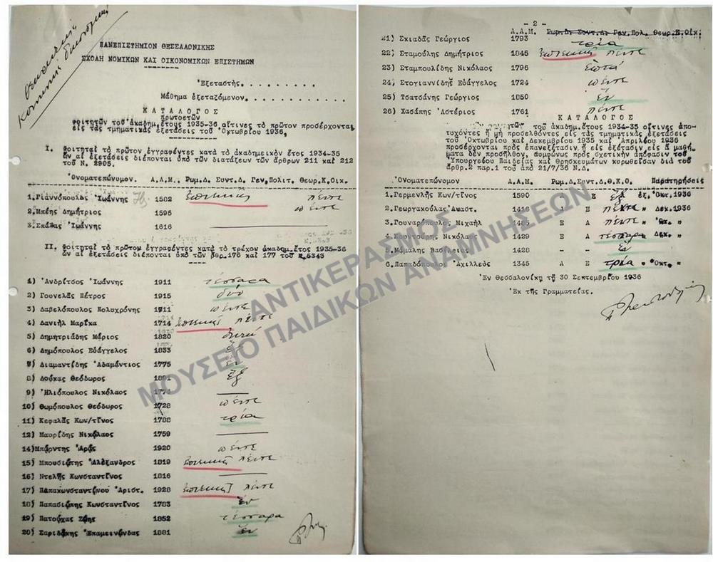 ΚΑΤΑΛΟΓΟΣ ΠΡΩΤΟΕΤΩΝ ΦΟΙΤΗΤΩΝ ΤΟΥ ΑΚΑΔ. ΕΤΟΥΣ 1935-1936, ΟΙΤΙΝΕΣ ΤΟ ΠΡΩΤΟΝ ΠΡΟΣΕΡΧΟΝΤΑΙ ΕΙΣ ΤΑΣ ΤΜΗΜΑΤΙΚΑΣ ΕΞΕΤΑΣΕΙΣ ΤΟΥ ΟΚΤΩΒΡΙΟΥ 1936